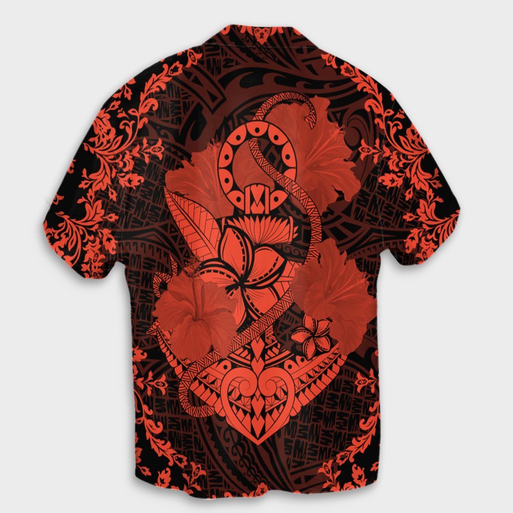 Hawaii Anchor Hibiscus Flower Vintage Hawaiian Shirt - AH - Orange - Polynesian Pride