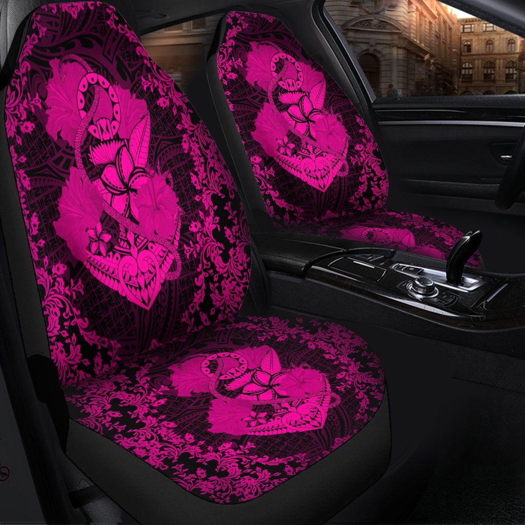 Hawaii Anchor Hibiscus Flower Vintage Car Seat Covers - AH - Pink - Polynesian Pride