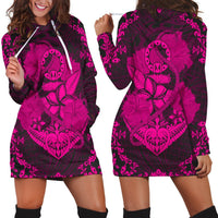Hawaii Anchor Hibiscus Flower Vintage Hoodie Dress - AH - Pink Black - Polynesian Pride