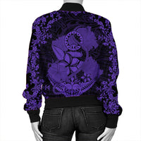 Hawaii Anchor Hibiscus Flower Vintage Bomber Jacket - AH - Purple - Polynesian Pride