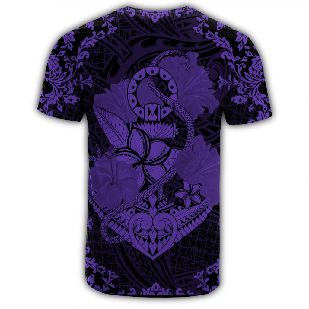 Hawaii Anchor Hibiscus Flower Vintage T Shirt Purple - Polynesian Pride