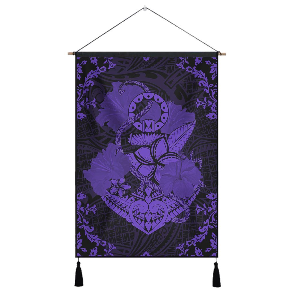 Hawaii Anchor Hibiscus Flower Vintage Hanging Poster - AH - Purple Hanging Poster Cotton And Linen - Polynesian Pride