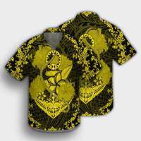 Hawaii Anchor Hibiscus Flower Vintage Hawaiian Shirt - AH - Yellow - Polynesian Pride