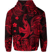 Hawaii Shark Angry Polynesian Zip Hoodie Unique Style Red LT8 - Polynesian Pride