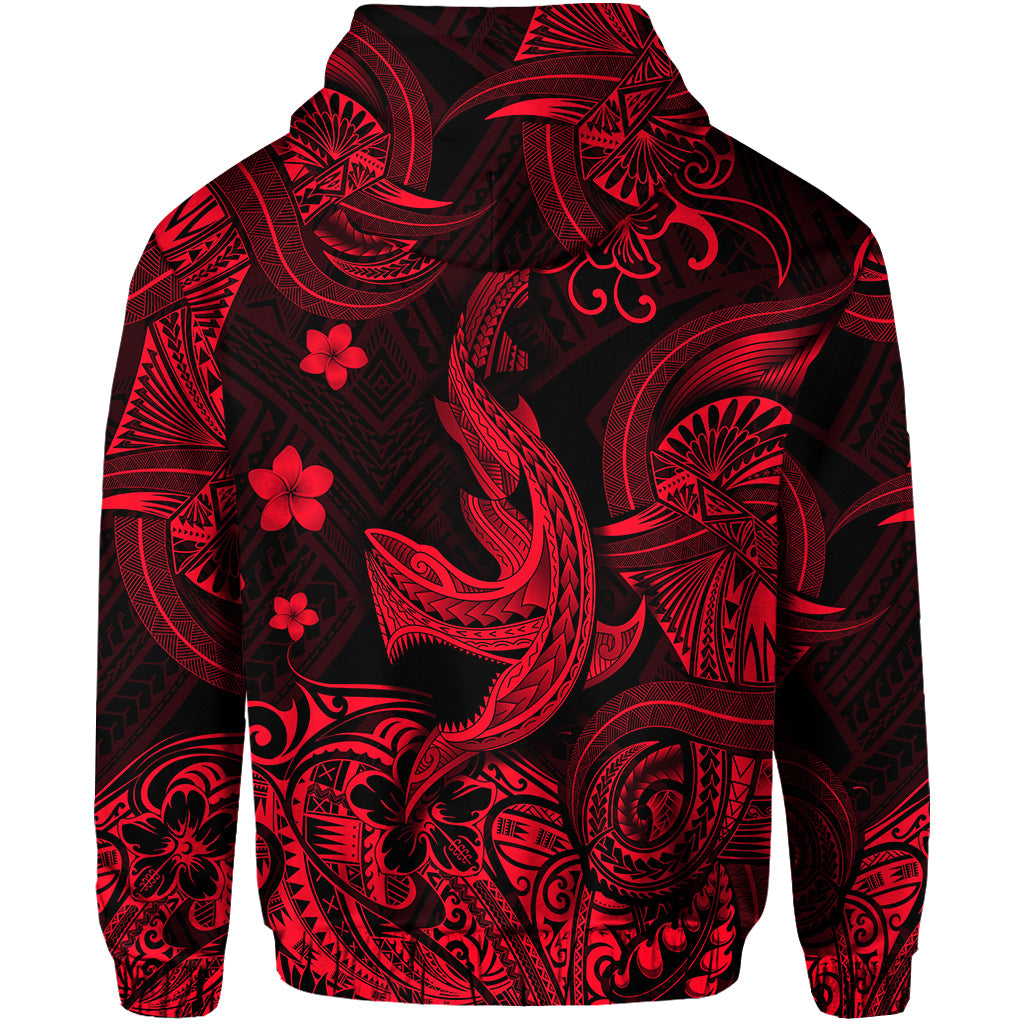 Hawaii Shark Angry Polynesian Hoodie Unique Style Red LT8 - Polynesian Pride
