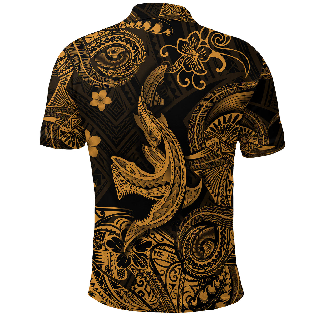 Hawaii Angry Shark Polynesian Polo Shirt Unique Style Gold NO.1 LT8 - Polynesian Pride