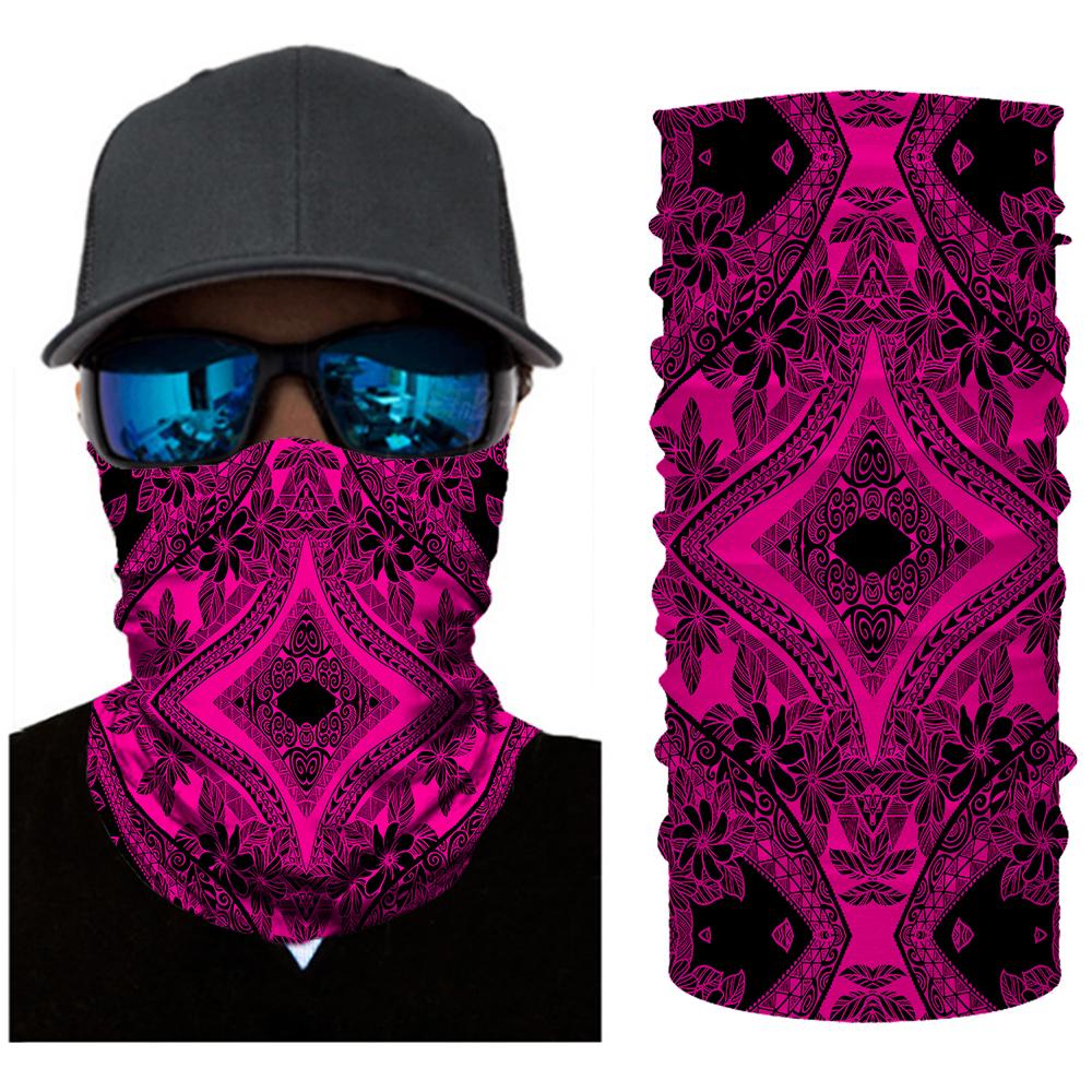 Hawaii Bandana Polynesian Plumeria Mix Pink Black - Polynesian Pride