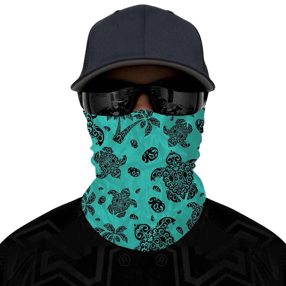 Hawaii Bandana Polynesian Turtle Palm And Sea Pebbles Turquoise - Polynesian Pride