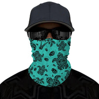 Hawaii Bandana Polynesian Turtle Palm And Sea Pebbles Turquoise - Polynesian Pride