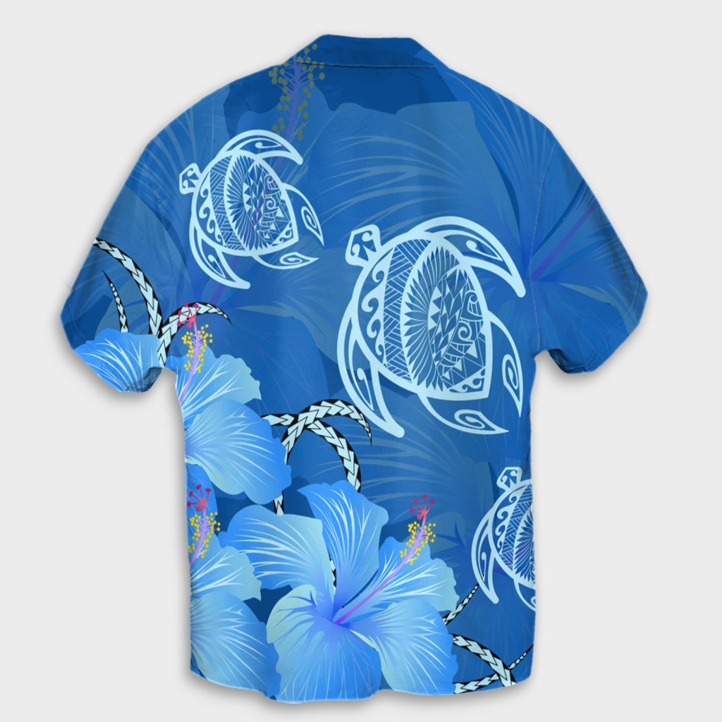 Hawaii Blue Hibiscus Turtle Polynesian Hawaiian Shirt - AH - Polynesian Pride