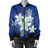 Hawaii Blue Plumeria Bomber Jacket - AH - Polynesian Pride