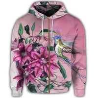Hawaii Clematis Humming Bird Zip Hoodie - Polynesian Pride