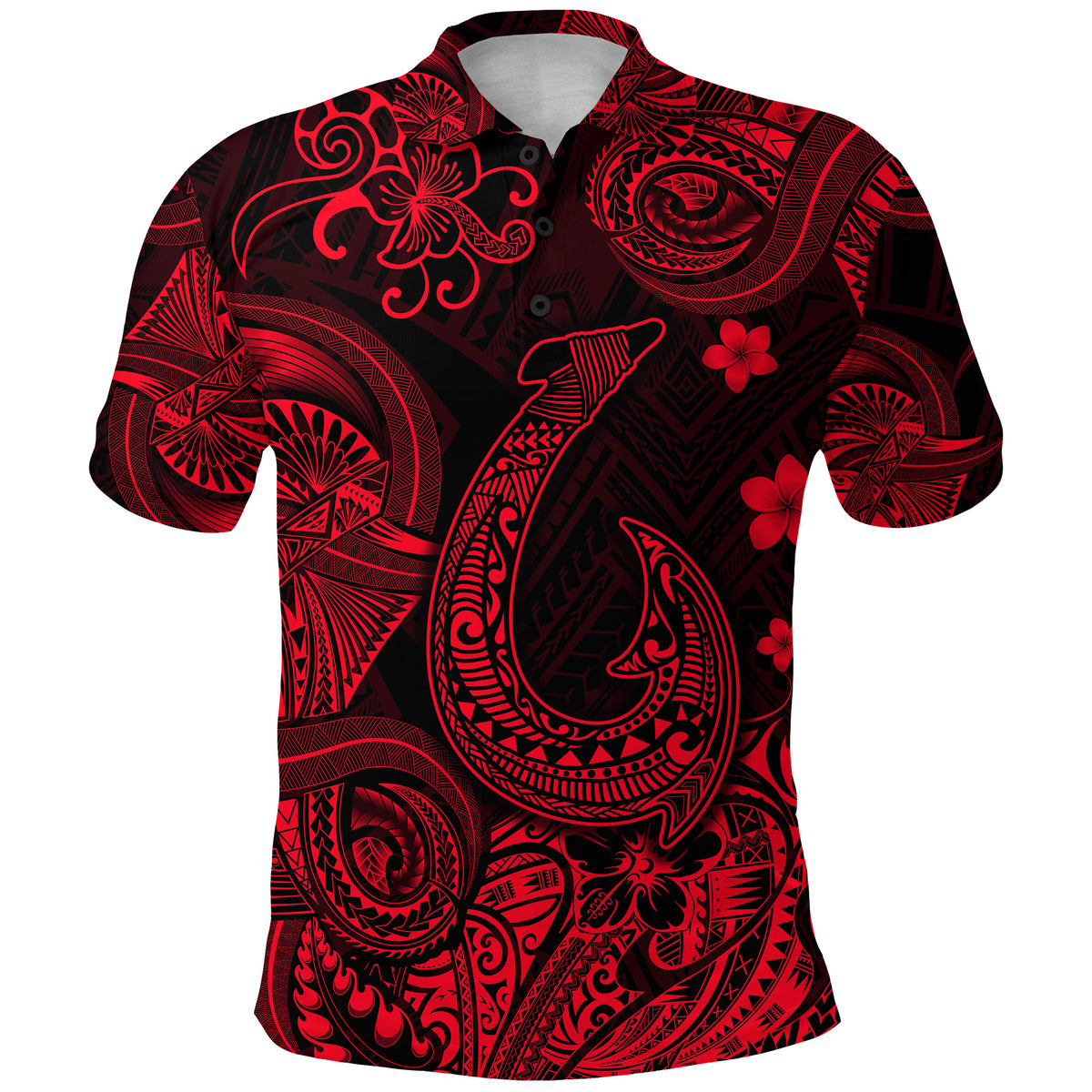 Hawaii Fish Hook Polynesian Polo Shirt Unique Style Red LT8 - Polynesian Pride