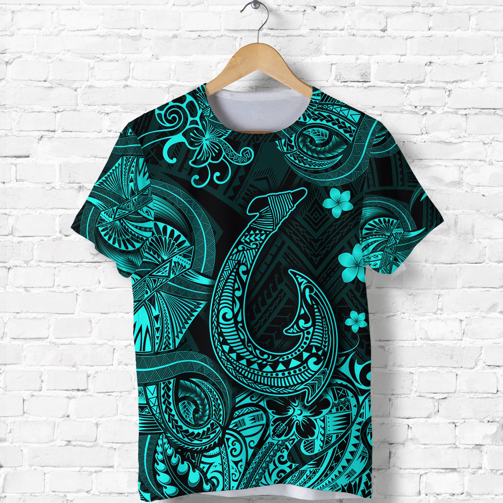 Hawaii Fish Hook Polynesian T Shirt Unique Style Turquoise LT8 - Polynesian Pride