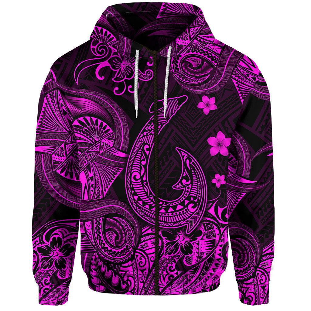 Hawaii Fish Hook Polynesian Zip Hoodie Unique Style Pink LT8 - Polynesian Pride
