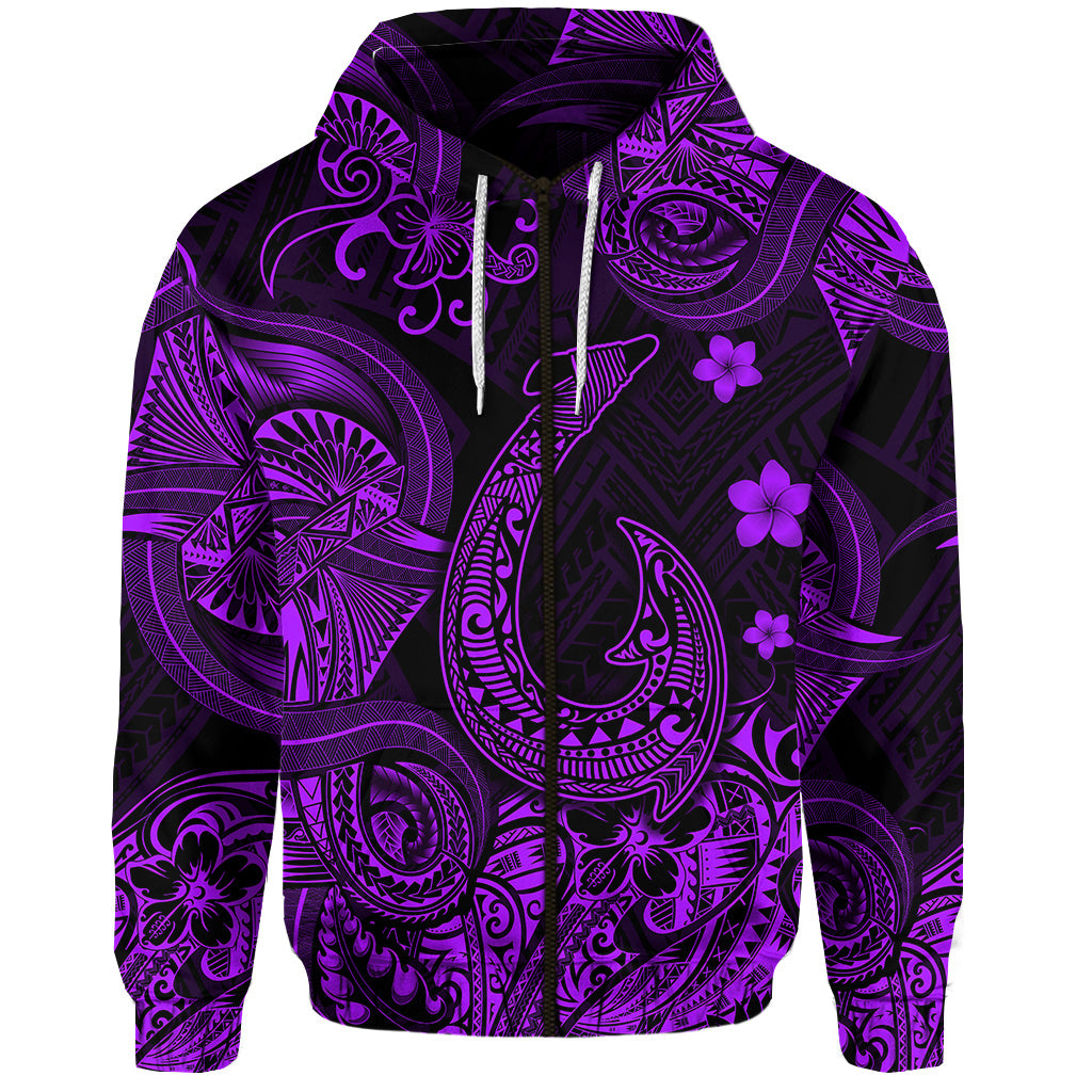 Custom Hawaii Fish Hook Polynesian Zip Hoodie Unique Style Purple LT8 - Polynesian Pride