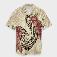 Hawaii Fish Hook Hibiscus Plumeria Polynesian Hawaiian Shirt - AH Unisex Black - Polynesian Pride