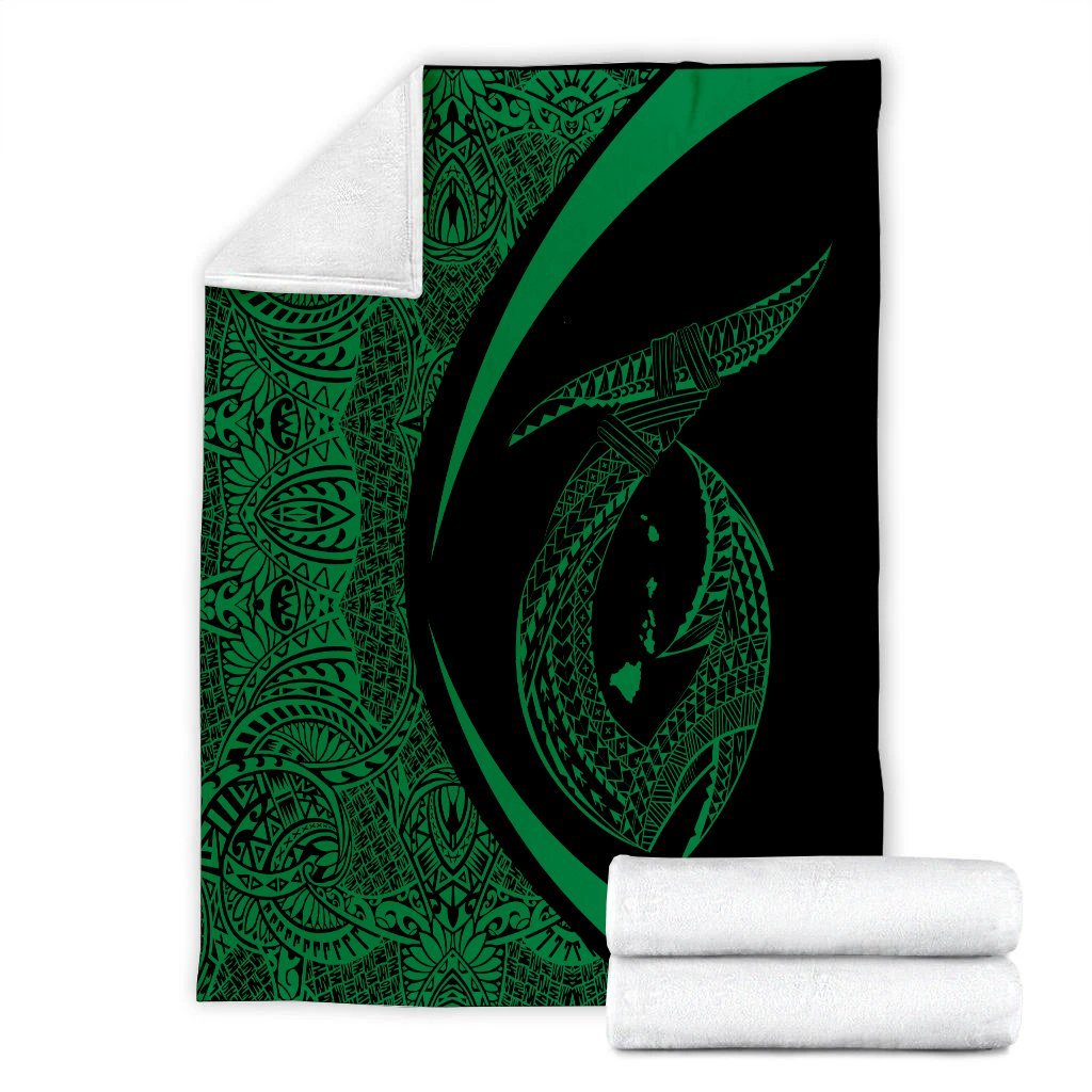 Hawaii Fish Hook Polynesian Premium Blankets - Circle Style Green - AH - Polynesian Pride