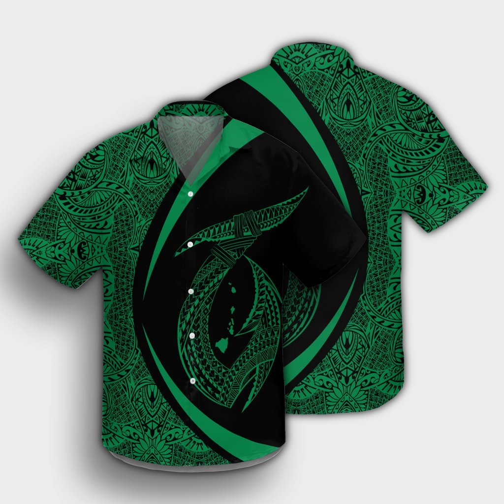 Hawaii Fish Hook Polynesian Hawaiian Shirt - Circle Style Green - AH - Polynesian Pride