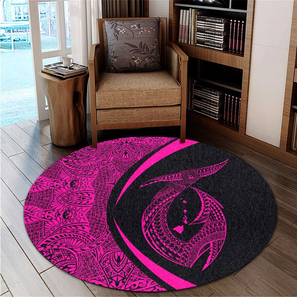 Hawaii Fish Hook Polynesian Round Carpet - Circle Style Pink - AH - Polynesian Pride