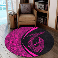 Hawaii Fish Hook Polynesian Round Carpet - Circle Style Pink - AH - Polynesian Pride