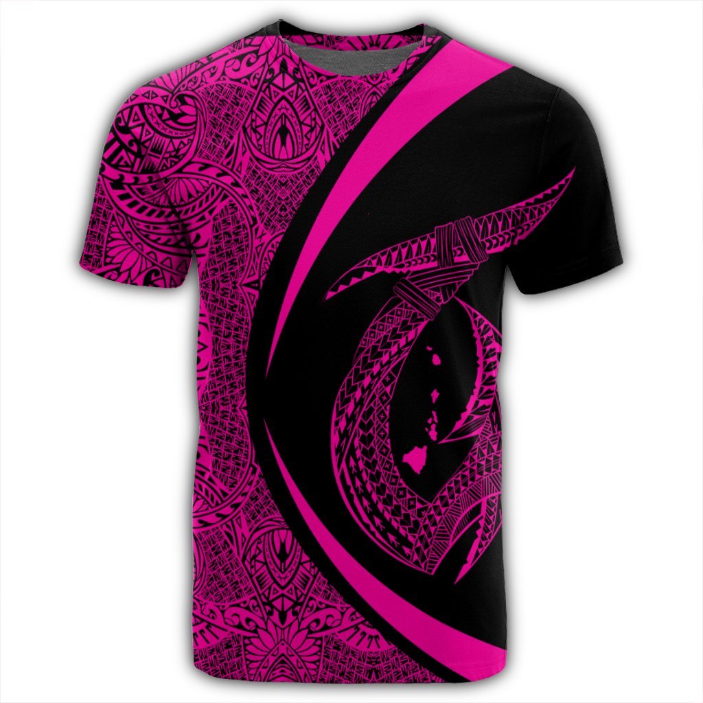 Hawaii Fish Hook Polynesian T Shirt Circle Style Pink - Polynesian Pride
