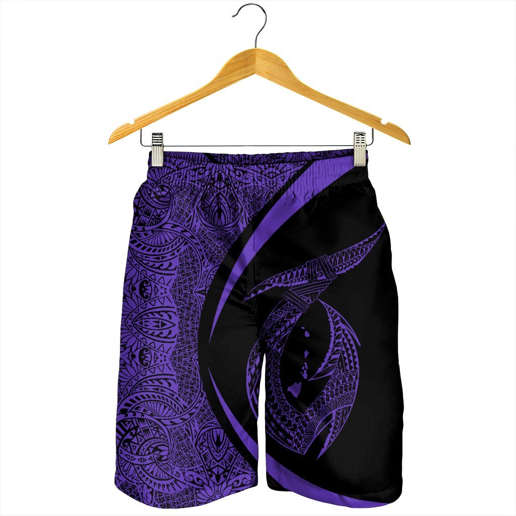 Hawaii Fish Hook Polynesian Men's Shorts - Circle Style Purple - AH - Polynesian Pride