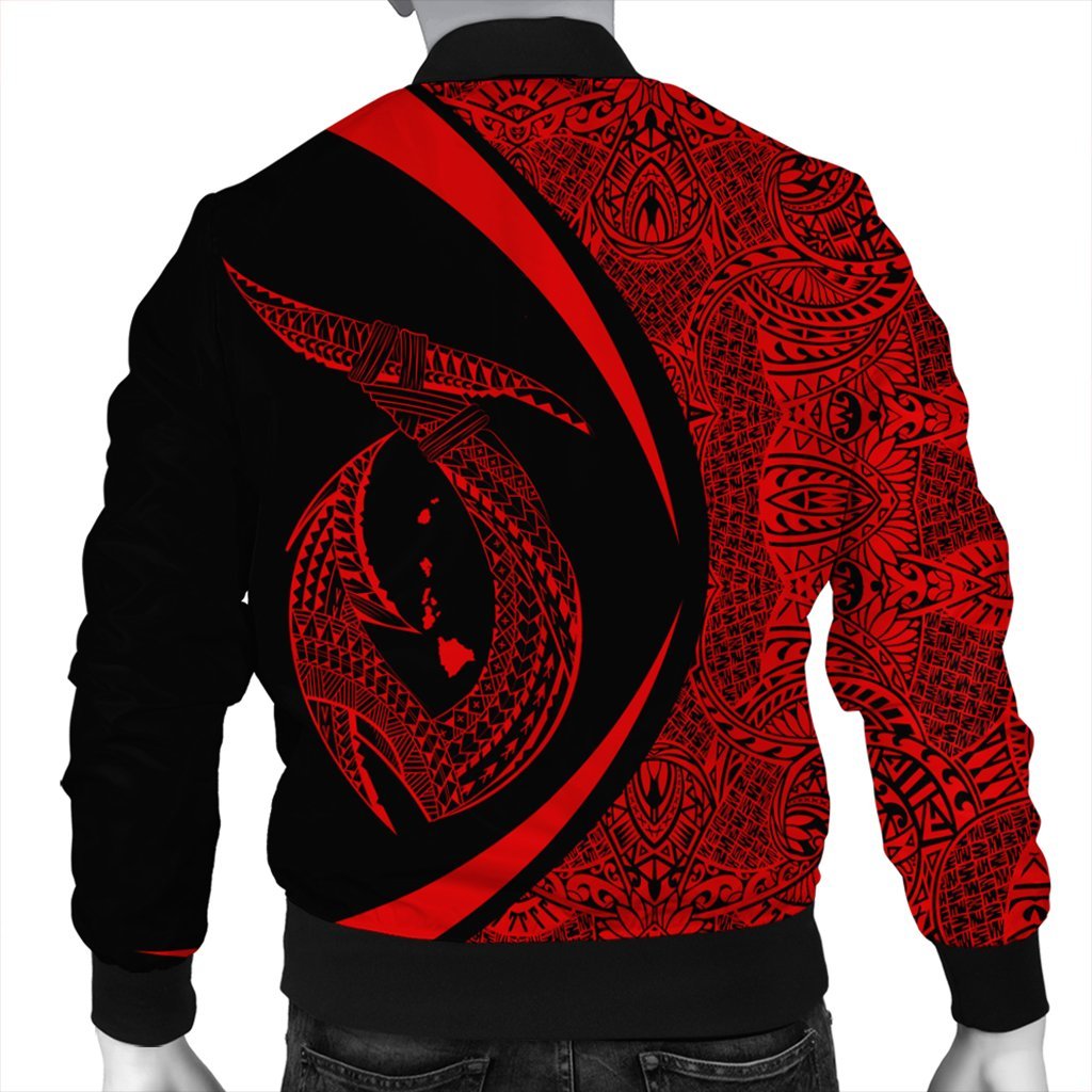 Hawaii Fish Hook Polynesian Bomber Jacket - Circle Style Red - AH - Polynesian Pride