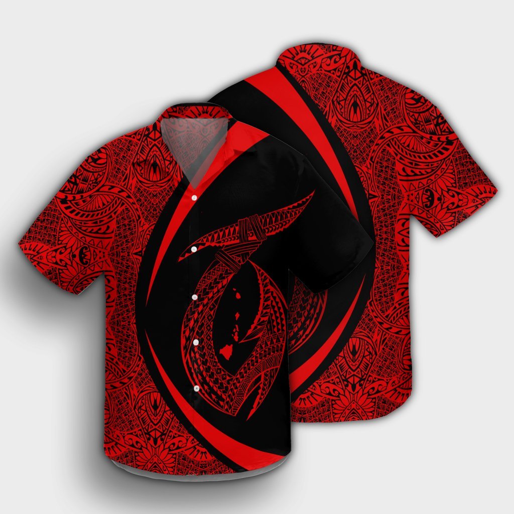 Hawaii Fish Hook Polynesian Hawaiian Shirt - Circle Style Red - AH - Polynesian Pride