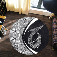 Hawaii Fish Hook Polynesian Round Carpet - Circle Style White - AH - Polynesian Pride