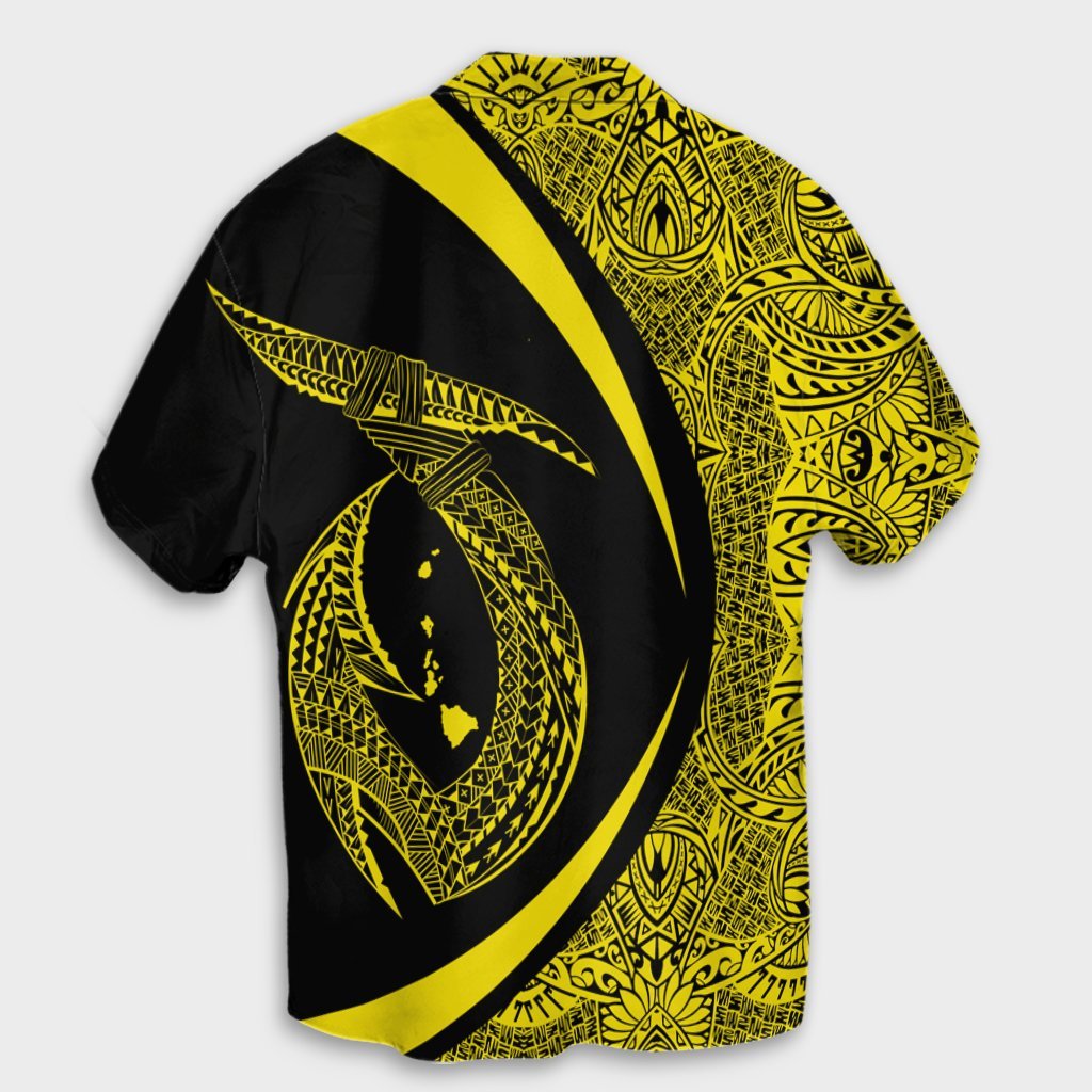 Hawaii Fish Hook Polynesian Hawaiian Shirt - Circle Style Yellow - AH - Polynesian Pride