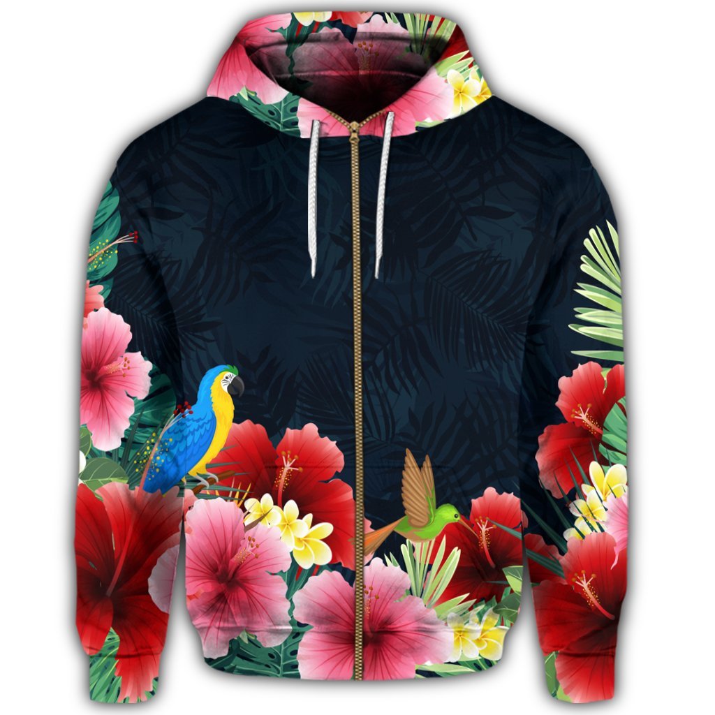 Hawaii Forest Hibiscus Zip Hoodie - Polynesian Pride