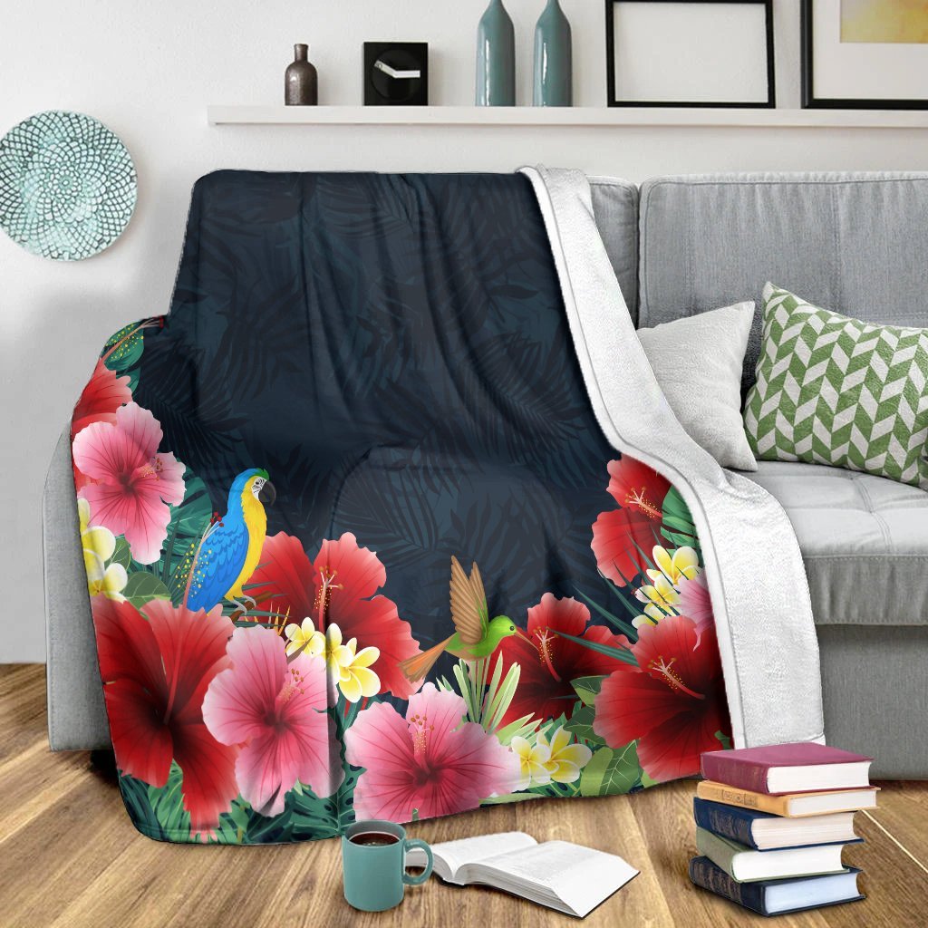 Hawaii Forest Hibiscus Premium Blankets - AH - Polynesian Pride