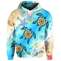 Custom Hawaii Fresh Beach Turtle Plumeria Hoodie Brian Style - Polynesian Pride