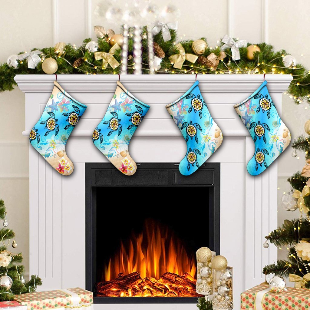 Hawaii Fresh Beach Turtle Plumeria Christmas Stocking - AH - Brian Style - Polynesian Pride