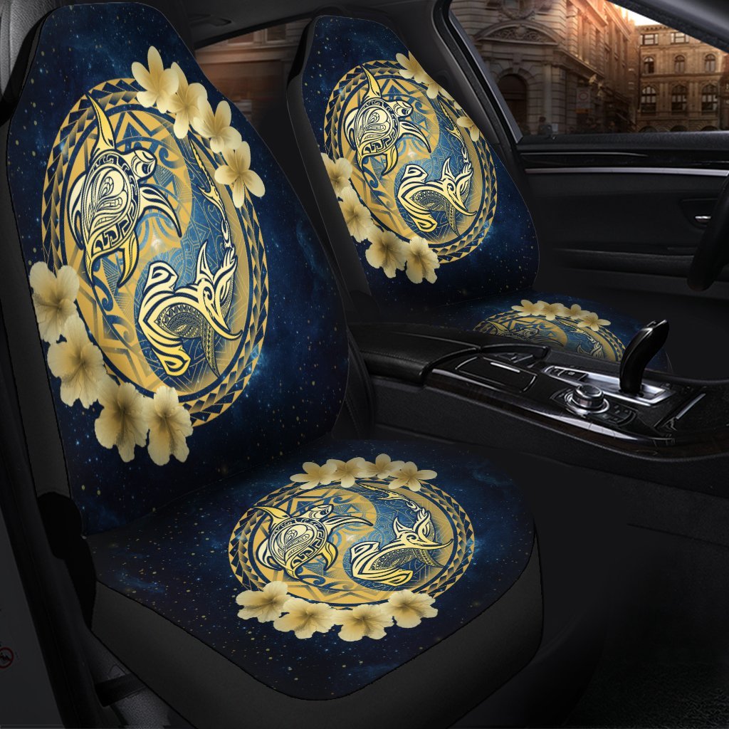 Hawaii Galaxay Yin Yang Turtle Shark Hibiscus Plumeria Car Seat Covers - AH - Polynesian Pride