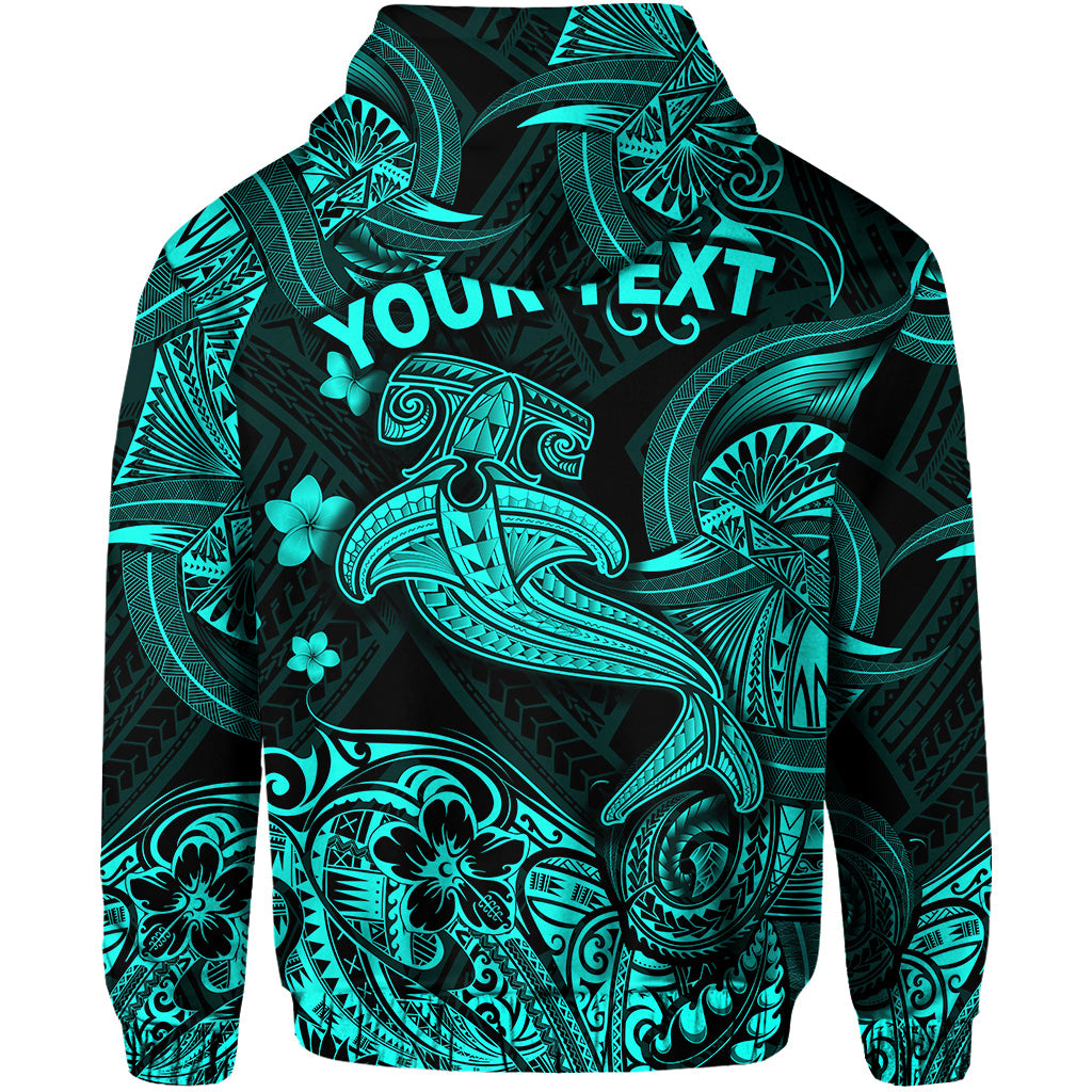 Custom Hawaii Hammer Shark Polynesian Zip Hoodie Unique Style Turquoise LT8 - Polynesian Pride