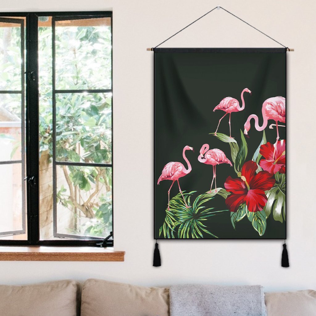 Hawaii Hibiscus Flamingo Hanging Poster - AH - Polynesian Pride