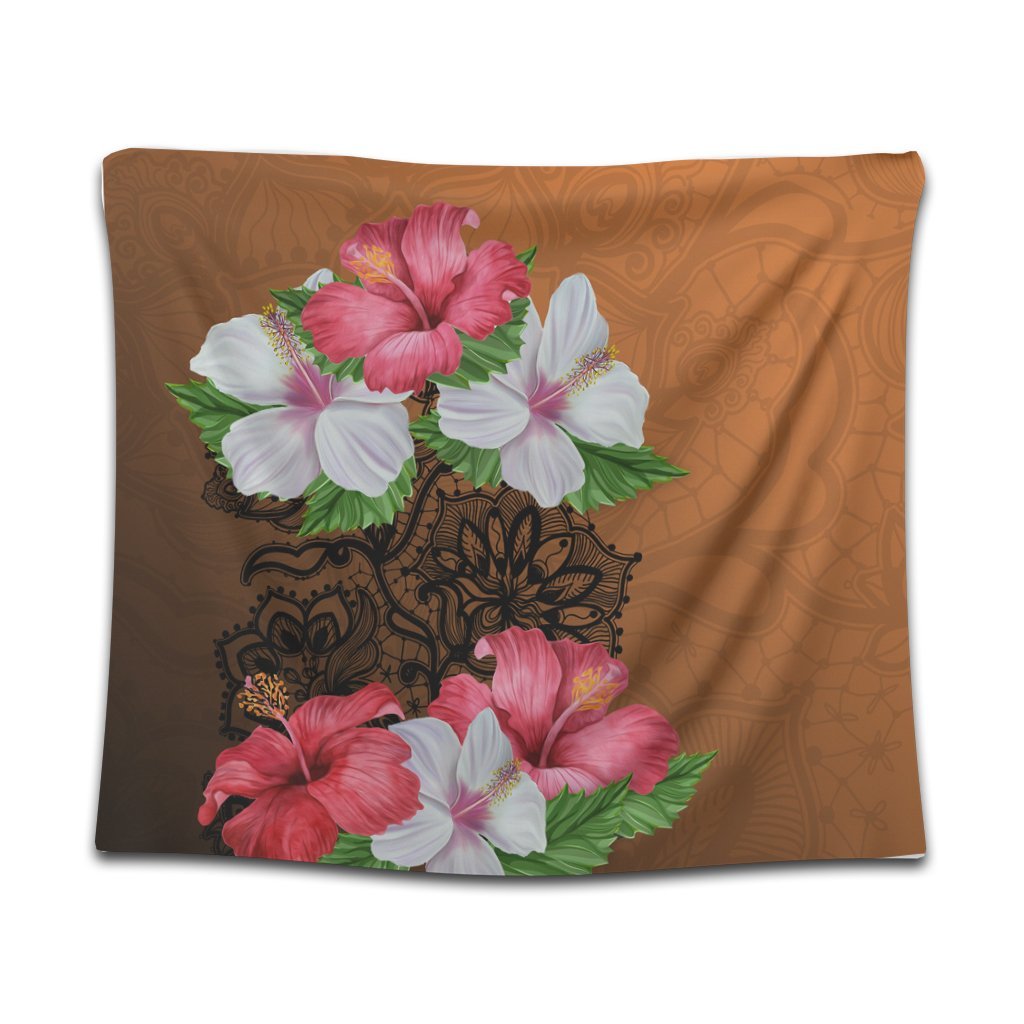 Hawaii Hibiscus Flower Polynesia Tapestry - AH Wall Tapestry Black - Polynesian Pride