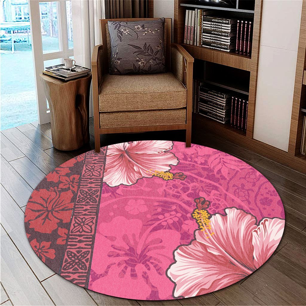 Hawaii Hibiscus Pattern Round Carpet - AH - Polynesian Pride