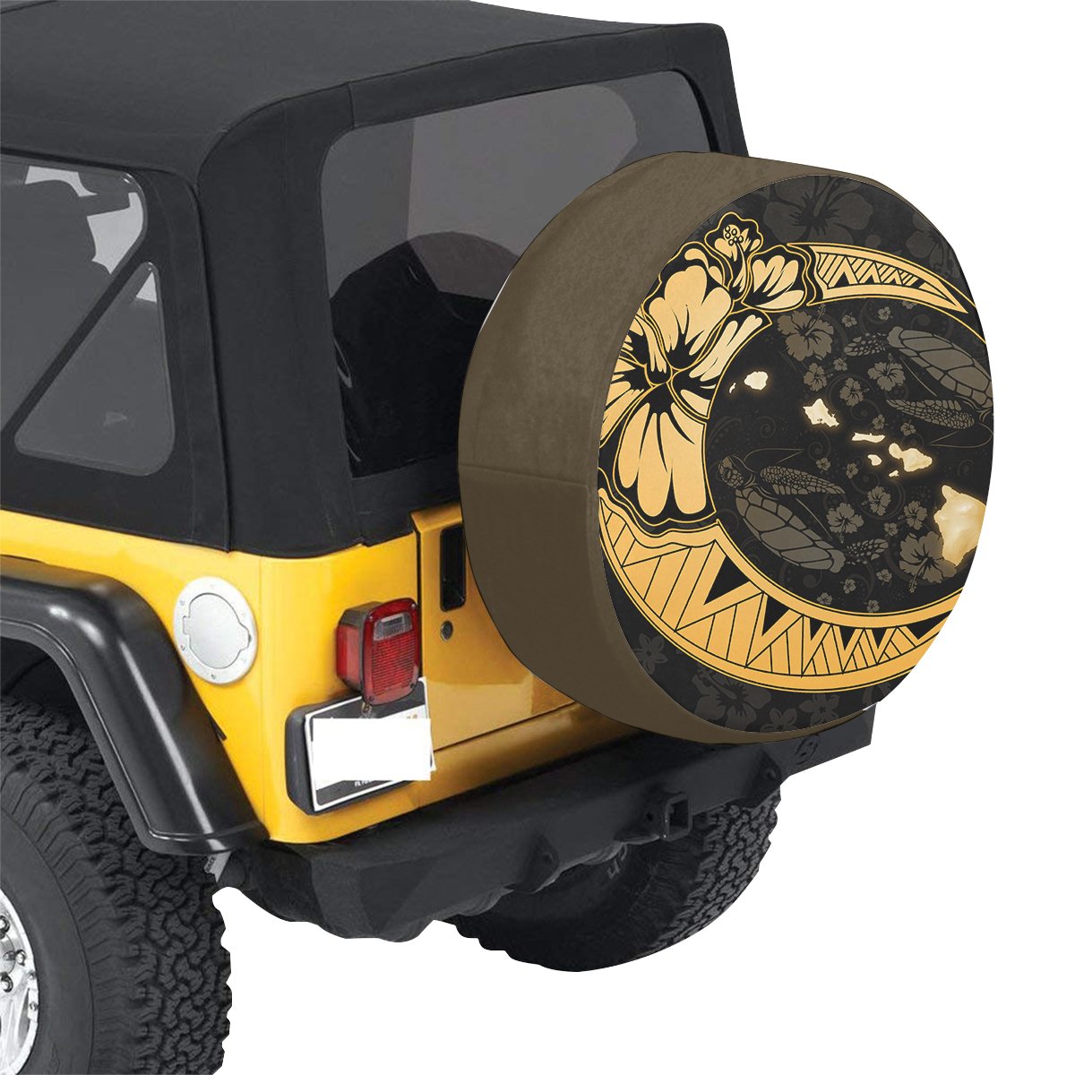Hawaii Hibiscus Turtle Map On The Moon Spare Tire Cover AH - Polynesian Pride