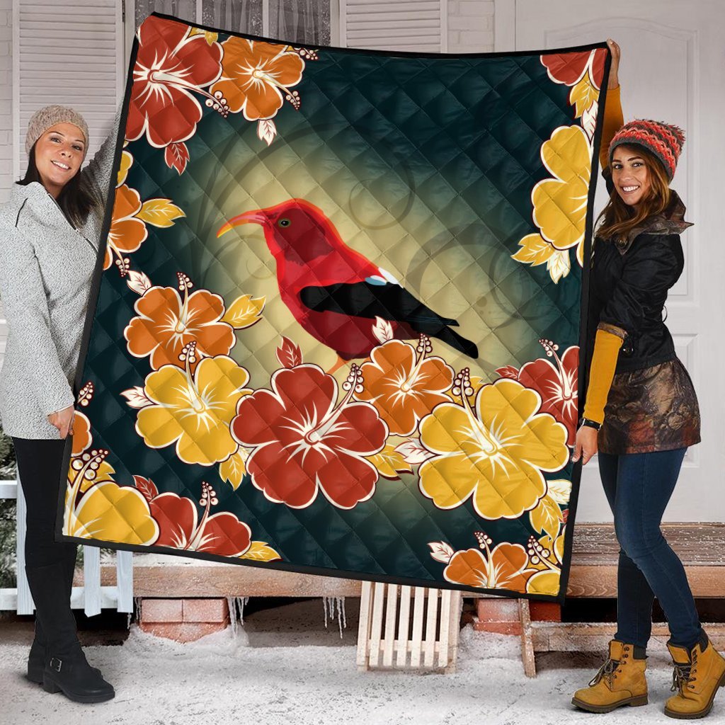 Hawaii Honeycreeper Hibiscus Premium Quilts - AH - Polynesian Pride