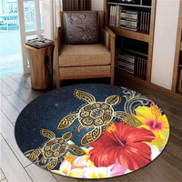 Hawaii Honu Hibiscus Galaxy Round Carpet - AH - Polynesian Pride