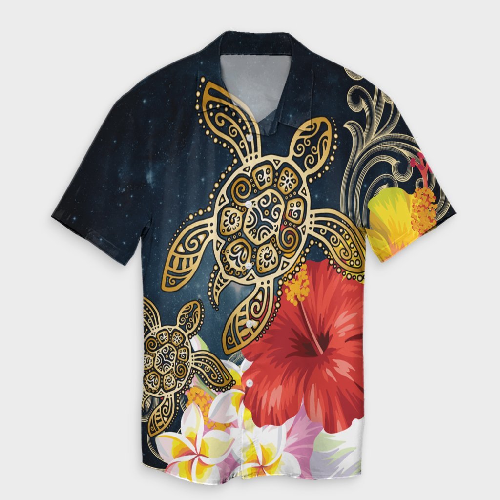 Hawaii Honu Hibiscus Galaxy Hawaiian Shirt - AH Unisex Black - Polynesian Pride
