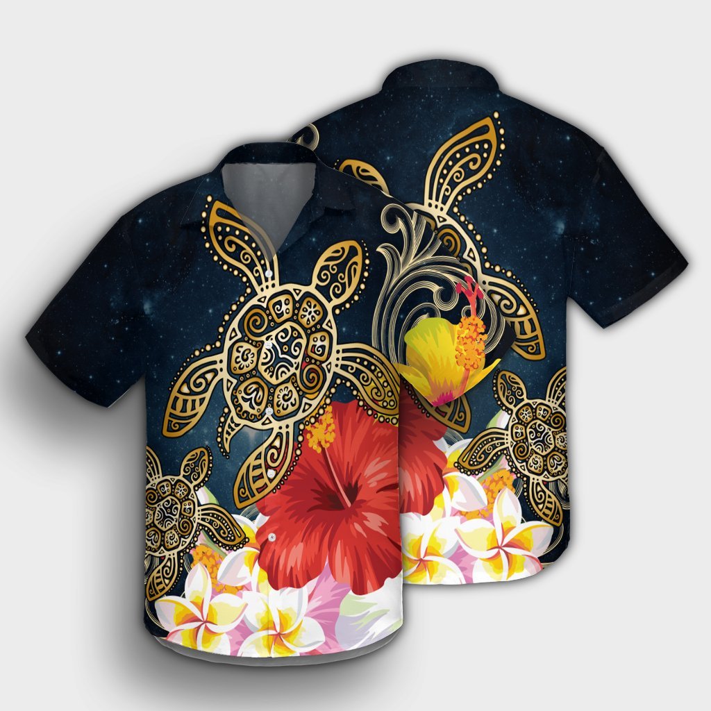 Hawaii Honu Hibiscus Galaxy Hawaiian Shirt - AH - Polynesian Pride