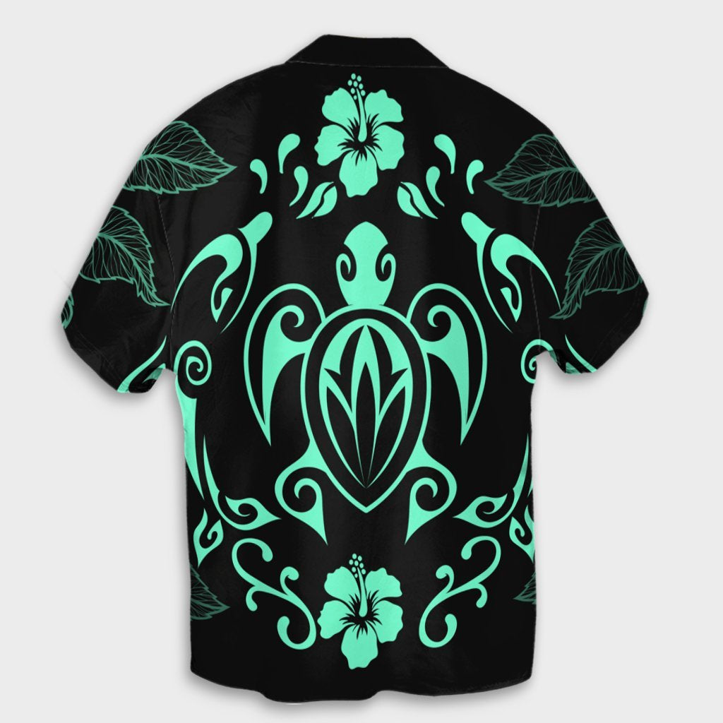 Hawaii Honu Turtle Dolphin With Plumeria Hawaiian Shirt - AH - Polynesian Pride