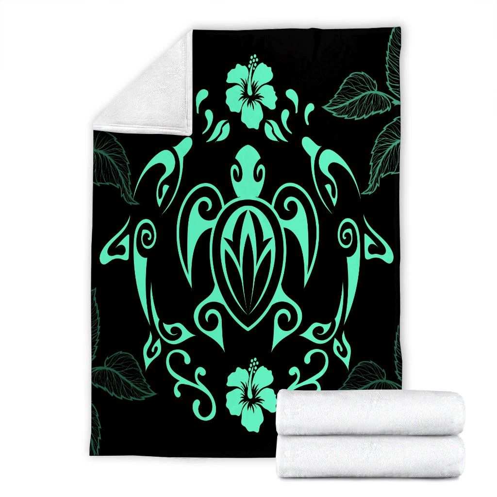 Hawaii Honu Turtle Dolphin With Plumeria Premium Blankets - AH - Polynesian Pride