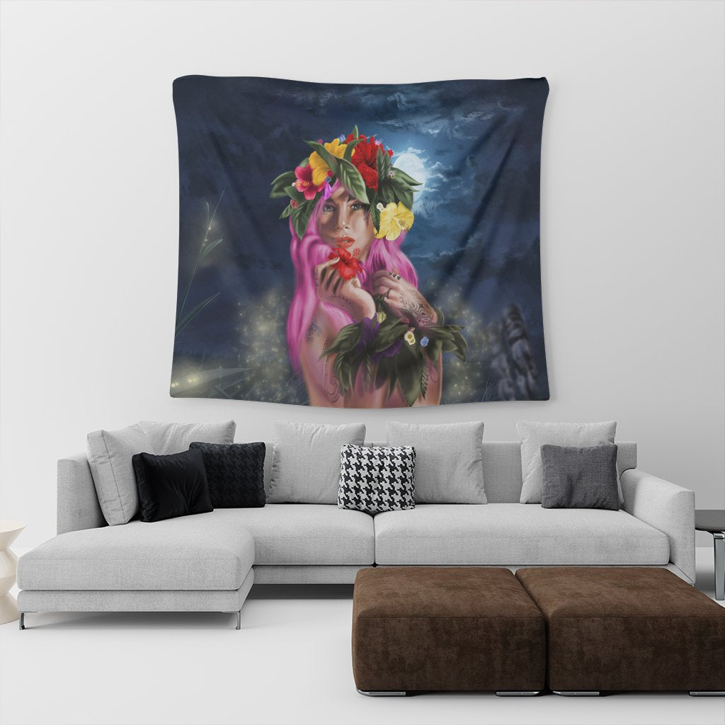 Hawaii Kanaka Colorful Hula Girl Tapestry - Dinh Style - Polynesian Pride