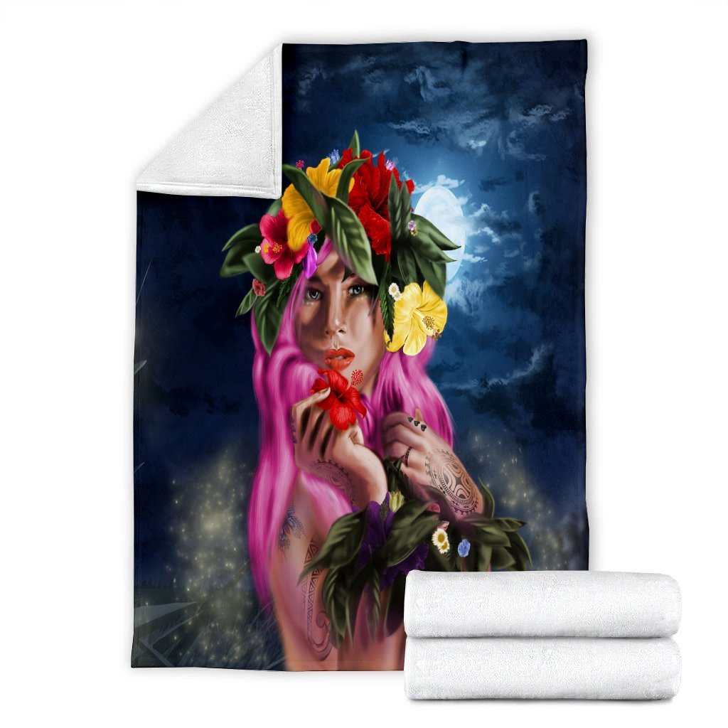 Hawaii Kanaka Colorful Hula Girl Premium Blankets - Dinh Style - Polynesian Pride