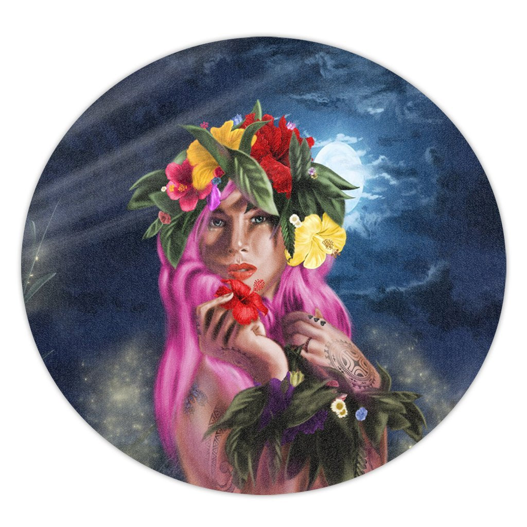 Hawaii Kanaka Colorful Hula Girl Round Carpet - Dinh Style Round Carpet Luxurious Plush - Polynesian Pride